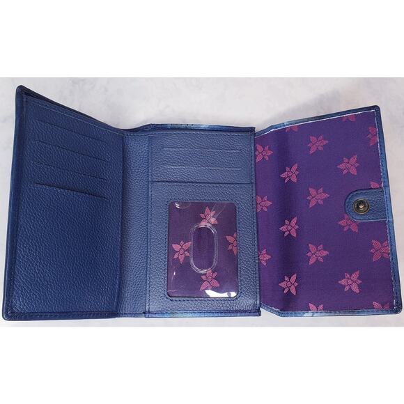 ANUSCHKA Leaping Orca Handpainted Leather Wallet RFID Blocker Protection Blue - Picture 4 of 14
